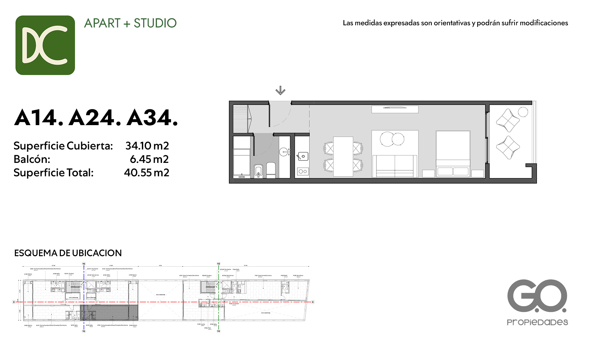 Ficha A14 · A24 · A34 — 40.55 m²